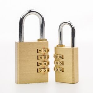 4 Digit Combination Padlock, 5mm Shackle 28mm Body Width, Brass Lock Weatherproof Fence Gate Gym Locker Lock for Travel Outdoor